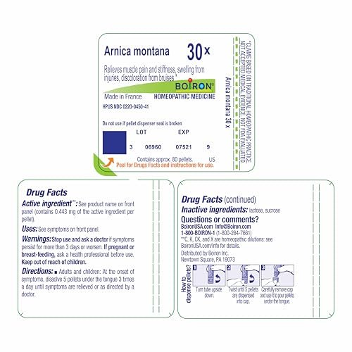 Boiron Arnica Montana 30x Homeopathic Medicine for Muscle Pain and Stiffness - Pack of 3 (240 Pellets) - görsel 3