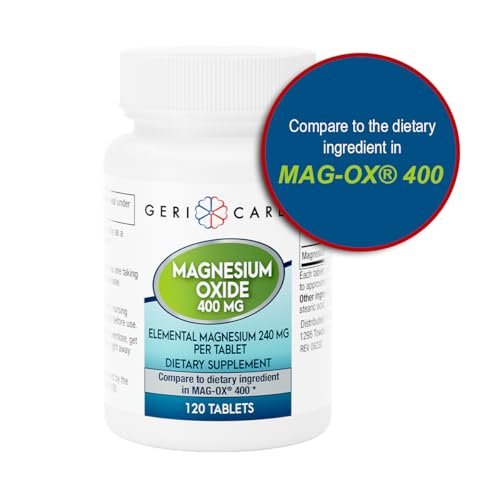 GeriCare Magnesium Oxide Supplement 240 mg of Elemental Magnesium, 120 Tablets, Essential Mineral Support, Promotes Vascular Health, Bone Strength, and Muscle Function (Pack of 3) - görsel 10