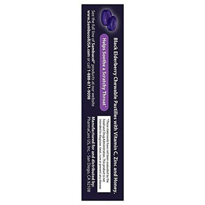 Sambucol Black Elderberry Throat Lozenge - with Black Elderberry, Vitamin C, Zinc & Honey, Soothes Scratchy Throats, High Antioxidants, Gluten-Free - 20 Count