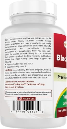 Best Naturals Black Cherry 1000 mg Capsule, 180 Count - görsel 3