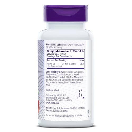 Natrol Fast Dissolve Vitamin D3 5,000 IU – 90 Tablets, 90-Day Supply for Bone & Joint Health - görsel 6