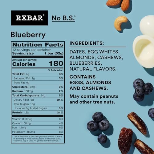 RXBAR Protein Bars, Protein Snack, Snack – Clean Ingredients: RXBARs are known for their transparent labeling. The – Image 1