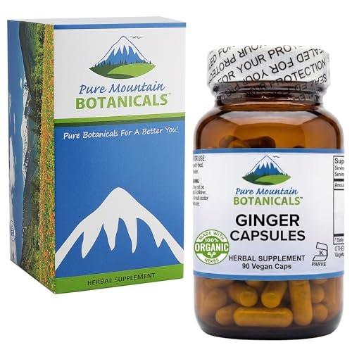Pure Mountain Botanicals Ginger Capsules - 1000mg Organic Ginger Root - 90 Count - Kosher Vegan Non-GMO Gluten Free Supplement - görsel 8