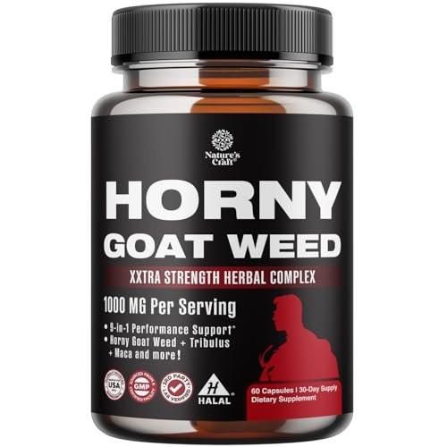 Horny Goat Weed for Men - Extra Strength Male Supplement with Black Maca Root, Tongkat Ali, Saw Palmetto & Panax Ginseng Extract for Stamina & Energy - 60 Count - görsel 4