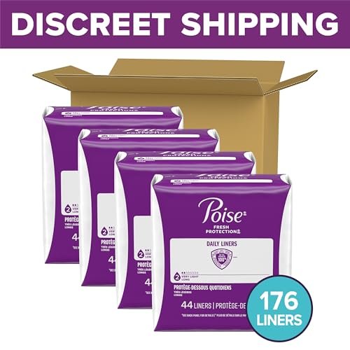 Poise Daily Liners, Incontinence Panty Liners for Bladder Leaks, 2 Drop Very Light Absorbency, Long Length, 176 Count of Pantiliners (4 Packs of 44), Packaging May Vary - görsel 1