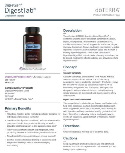 doTERRA DigestZen DigestTab - 100 Chewable Tablets for Digestive Support