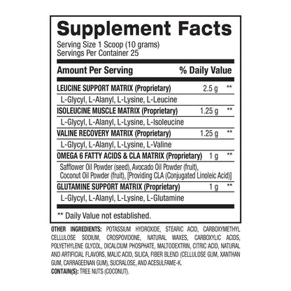 BPI Sports Best Aminos - BCAA Powder Post Workout & Glutamine Recovery Drink with Branched Chain Amino Acids for Hydration & Recovery, for Men & Women - Fruit Punch - 25 Servings