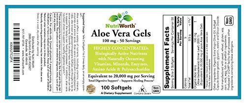 NutriWorth Aloe Vera Supplement (100 Softgels) 20,000mg Pure Gel Equivalency – Made with Organic Aloe Vera - görsel 11