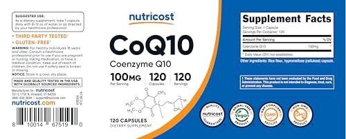 Nutricost CoQ10 100mg, 120 Vegetarian Capsules, 120 Servings - High Absorption, Vegetarian, Non-GMO, Coenzyme Q10 - görsel 2