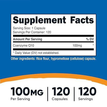 Nutricost CoQ10 100mg, 120 Vegetarian Capsules, 120 Servings - High Absorption, Vegetarian, Non-GMO, Coenzyme Q10