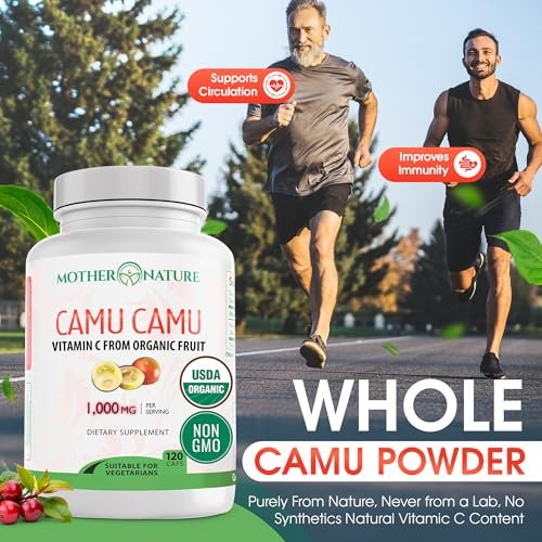 Organic Vitamin C from Camu Camu Capsules 1,000mg, Packed with Natural VIT C, Raw Antioxidants - Immune Support Supplement & Anti-Aging for Skin - Powder Organic, Vegan, Non-GMO (120 Count) - görsel 2