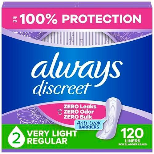 Always Discreet Incontinence Panty Liners for Bladder Leaks, Size 2, Very Light Absorbency, 120 Count - görsel 1