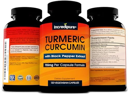 Turmeric Curcumin Supplement with Black – High Potency Curcumin: Each capsule contains 755mg of turmeric curcumin – Image 1