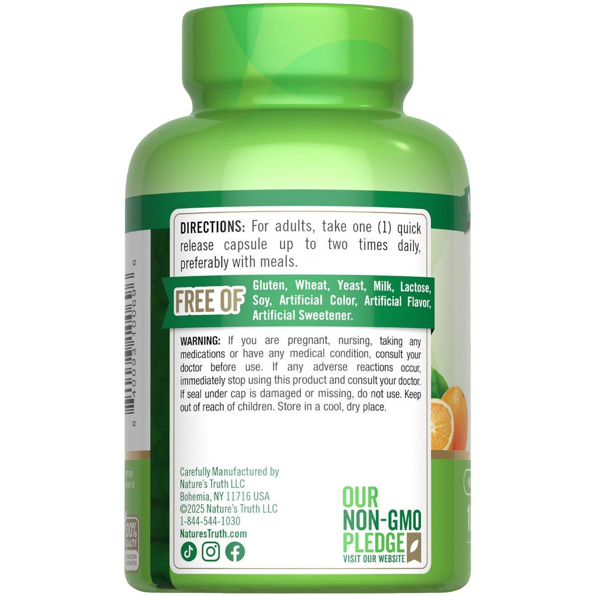 Nature's Truth Vitamin C 1000mg | 100 Capsules | with Wild Rose Hips & Bioflavonoids | Non-GMO & Gluten Free Supplement - görsel 5