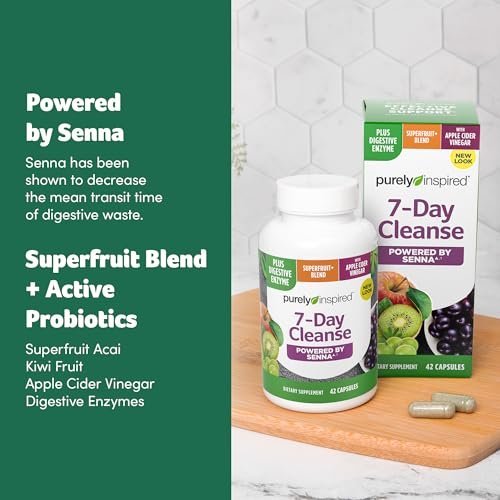 Purely Inspired 7-Day Detox Cleanse - Whole Body Cleanse & Detox Pills for Women & Men, Powered with Senna Leaf, Vitamin C, Apple Cider Vinegar, Digestive Enzymes & Probiotics - 42 Acai Berry Capsules - görsel 7