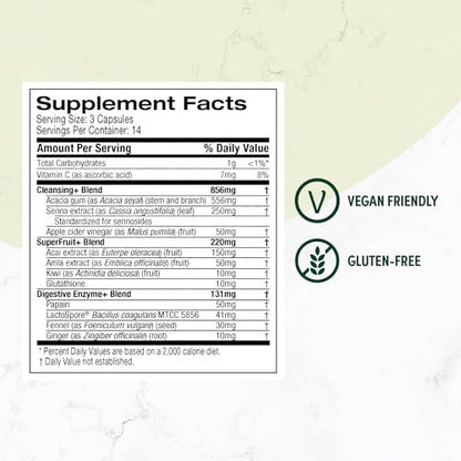 Purely Inspired 7-Day Detox Cleanse - Whole Body Cleanse & Detox Pills for Women & Men, Powered with Senna Leaf, Vitamin C, Apple Cider Vinegar, Digestive Enzymes & Probiotics - 42 Acai Berry Capsules