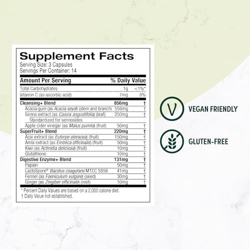 Purely Inspired 7-Day Detox Cleanse - Whole Body Cleanse & Detox Pills for Women & Men, Powered with Senna Leaf, Vitamin C, Apple Cider Vinegar, Digestive Enzymes & Probiotics - 42 Acai Berry Capsules - görsel 9