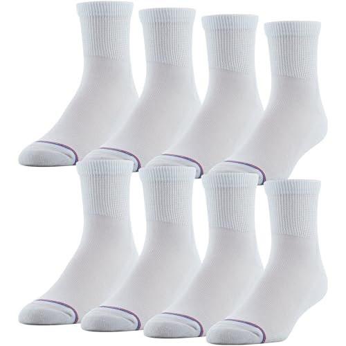 MediPEDS Quarter Socks with Non-Binding Top and Cushion, Multipairs, White (8-Pairs), Shoe Size: Men's 7-12 Women's 10-13 - görsel 2