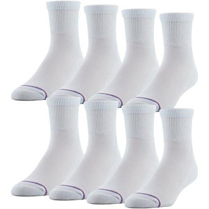 MediPEDS Quarter Socks with Non-Binding Top and Cushion, Multipairs, White (8-Pairs), Shoe Size: Men's 7-12 Women's 10-13