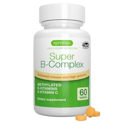 Igennus Super B-Complex Methylated B Vitamins - Sustained Release, Clean Label & High Absorption, with 5-MTHF Folate & Methyl B12, Energy, Mood & Cognitive Performance, Lab Verified, 60 Small Tablets - görsel 2