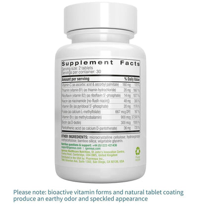 Igennus Super B-Complex Methylated B Vitamins - Sustained Release, Clean Label & High Absorption, with 5-MTHF Folate & Methyl B12, Energy, Mood & Cognitive Performance, Lab Verified, 60 Small Tablets