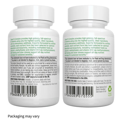 Igennus Super B-Complex Methylated B Vitamins - Sustained Release, Clean Label & High Absorption, with 5-MTHF Folate & Methyl B12, Energy, Mood & Cognitive Performance, Lab Verified, 60 Small Tablets