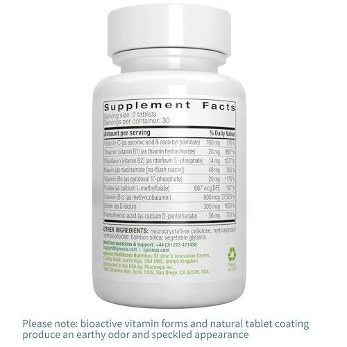 Igennus Super B-Complex Methylated B Vitamins - Sustained Release, Clean Label & High Absorption, with 5-MTHF Folate & Methyl B12, Energy, Mood & Cognitive Performance, Lab Verified, 60 Small Tablets - görsel 11