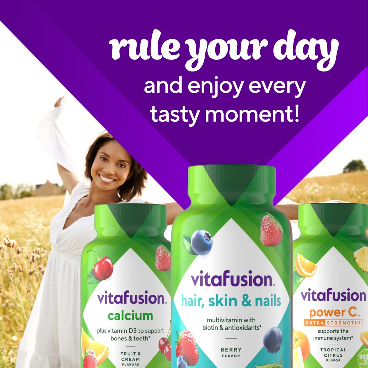 Vitafusion Gorgeous Hair, Skin & Nails Multivitamin Gummy Vitamins, plus Biotin and Antioxidant vitamins C&E, Raspberry Flavor, 135ct (45 day supply), from America’s Number One Gummy Vitamin Brand - görsel 1