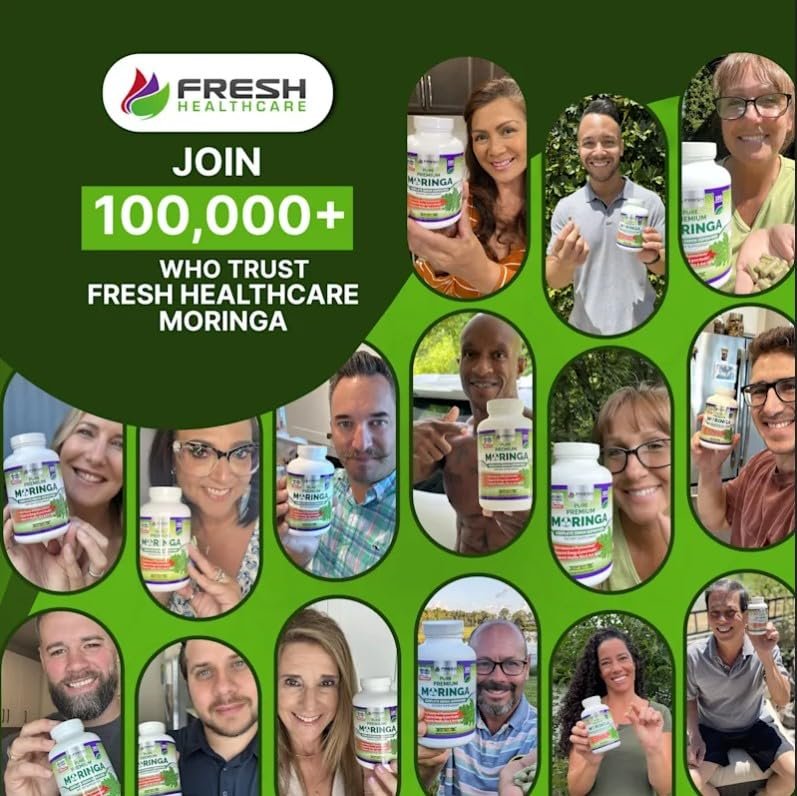 FRESH HEALTHCARE Moringa Capsules – 100% Pure Leaf Powder - 180 Pills, Non-GMO - 3 Month Supply - Complete Green Superfood for Energy, Skin, Immune & Gut Health Support - görsel 3