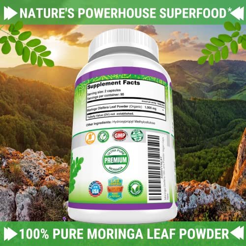 FRESH HEALTHCARE Moringa Capsules – 100% Pure Leaf Powder - 180 Pills, Non-GMO - 3 Month Supply - Complete Green Superfood for Energy, Skin, Immune & Gut Health Support - görsel 11
