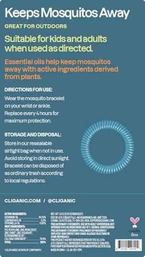 Cliganic 20 Pack Mosquito Repellent Bracelets for Adults & Kids (Rainbow Colors) - Natural DEET-Free Bands, Individually Wrapped - görsel 7