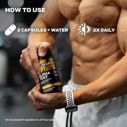 MuscleTech AlphaTest Testosterone Booster for Men – Tribulus Terrestris & Boron – Gym Workout Supplement for Muscle Growth, Stamina & Energy – 120 Pills - görsel 10