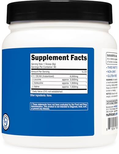 Nutricost BCAA Powder 2:1:1 (90 Servings, No – Unflavored & Unsweetened: No artificial flavors, sweeteners, or – Image 2