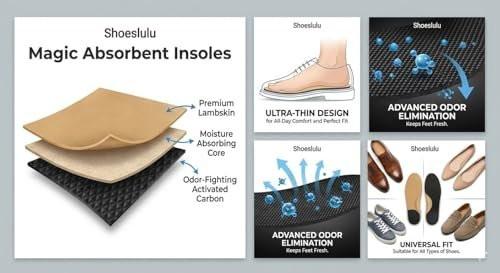 Shoeslulu Magic Absorbent Ultra Thin Handcrafted Lambskin Leather Insoles with Breathable Activated Carbon Bottom (US Men 10-10.5 / EU 43, Natural Lambskin) - görsel 5