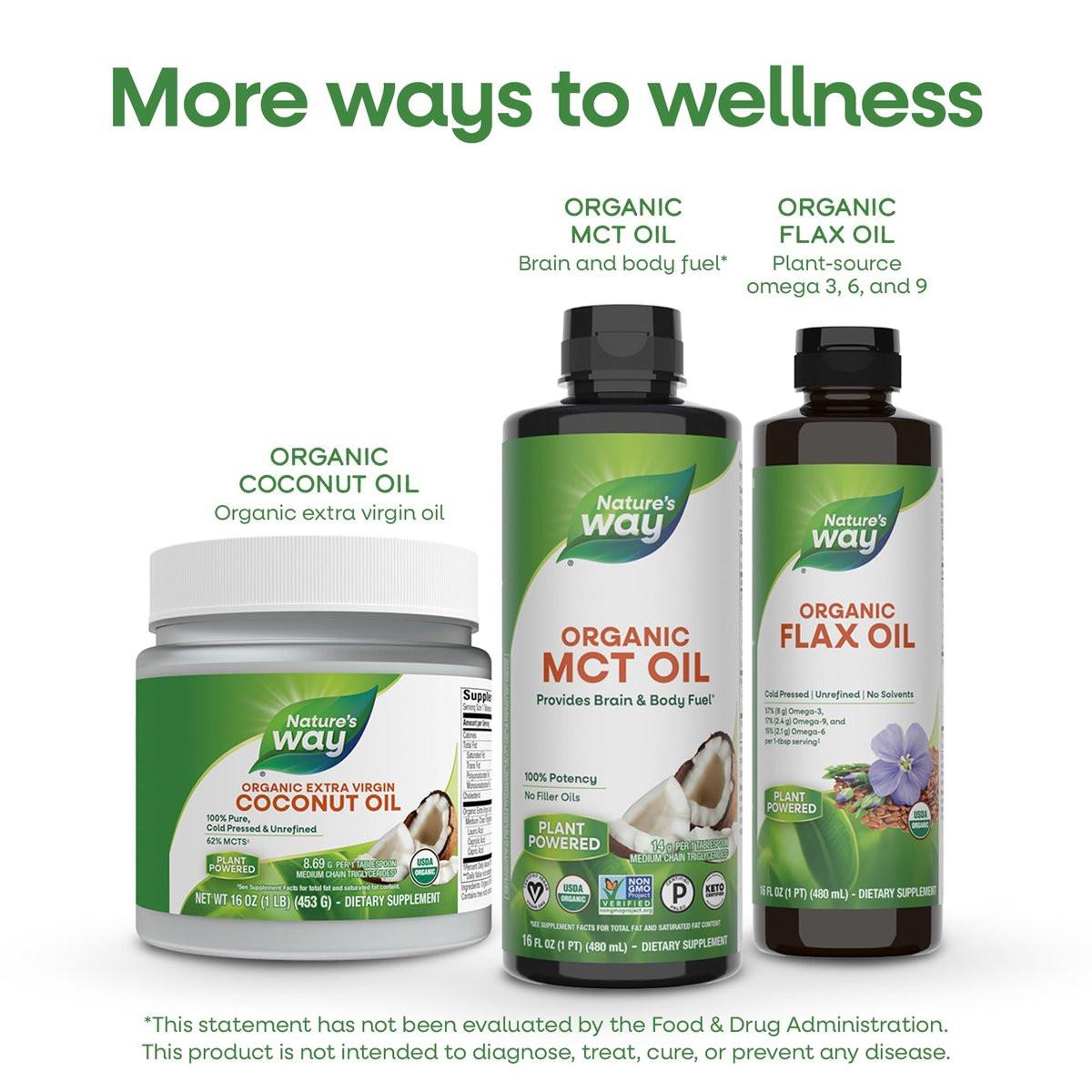 Nature's Way Organic MCT Oil, Brain and Body Fuel*, Liquid Coconut MCT Oil with C8 Caprylic & C10 Capric Acids, 14 g Medium Chain Triglycerides per Serving, Keto & Paleo Certified, Non-GMO, 16 Fl Oz - görsel 3