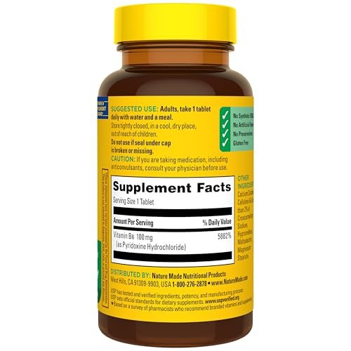 Nature Made Vitamin B6 100mg, B6 Vitamins for Energy Metabolism Support, 100 Tablets, 100 Day Supply - görsel 13