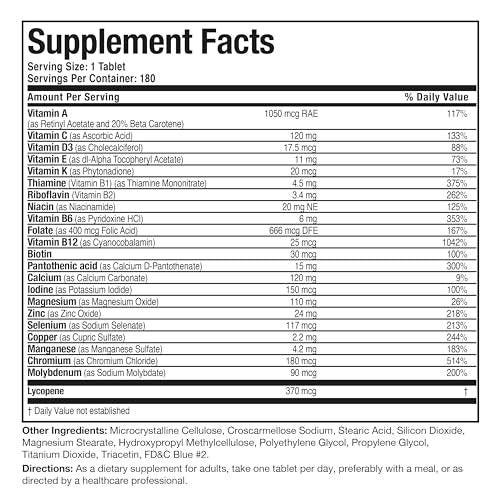 Bronsen ONE Daily Mens 50+ Complete Multivitamin Multimineral, 180 Tablets - görsel 13