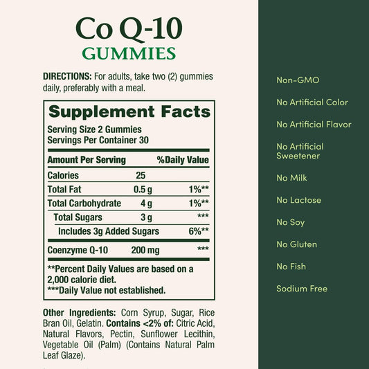 Nature's Bounty CoQ10 Gummies, Supports Heart Health, CoQ10 200mg, Peach Mango Flavor, 60 Count