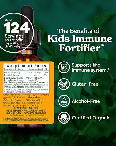 Herb Pharm Kids Immune Fortifier: Alcohol-Free Organic Immunity Supplement with Elderberry & Echinacea, Liquid Herbal Formula, 1 oz - görsel 4
