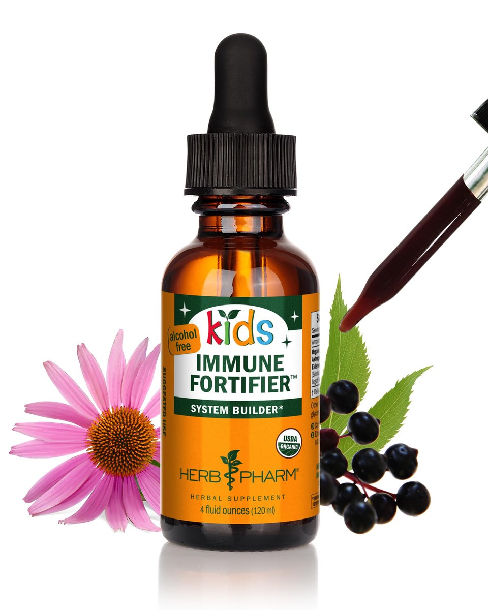 Herb Pharm Kids Immune Fortifier: Alcohol-Free Organic Immunity Supplement with Elderberry & Echinacea, Liquid Herbal Formula, 1 oz - görsel 1