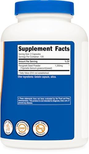 Nutricost Fenugreek Seed 1350mg, 240 Capsules - Gluten Free, Non-GMO, 675mg Per Capsule - görsel 8