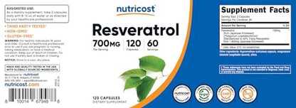 Nutricost Resveratrol 700mg, 120 Capsules - Vegan, Gluten Free, Non-GMO