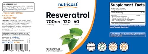 Nutricost Resveratrol 700mg, 120 Capsules - Vegan, Gluten Free, Non-GMO - görsel 7