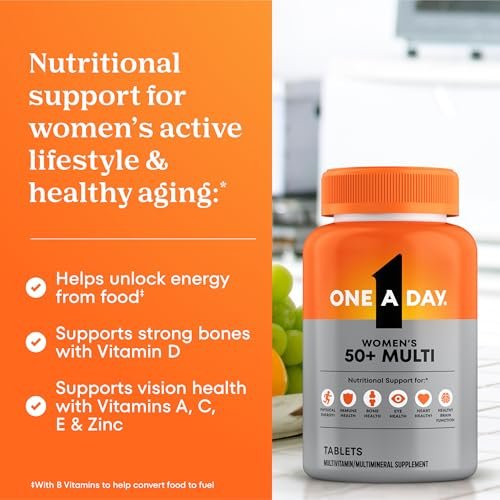 One A Day Multivitamin for Women 50 and Over Tablets, Womens Multivitamin 50 plus with Vitamins D, C, E, Zinc & Biotin, Daily Vitamins for Woman 50+, 100 Ct (Packaging May Vary) - görsel 7