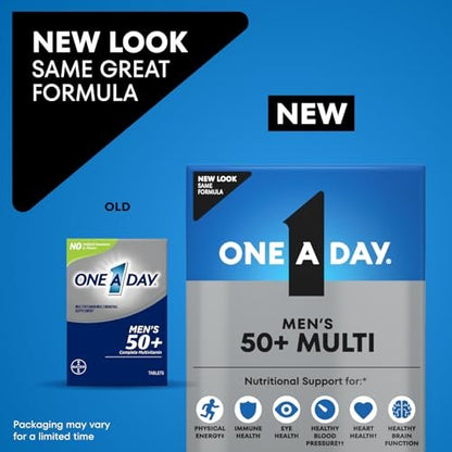 One A Day Men’s 50+ Multivitamins, Supplement with A, C, D, E and Zinc for Immune Health*, Calcium & More, 100 Tablets