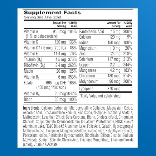 One A Day Men’s 50+ Multivitamins, Supplement with A, C, D, E and Zinc for Immune Health*, Calcium & More, 100 Tablets - görsel 15