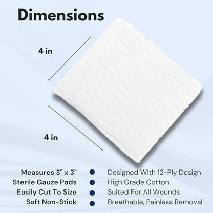 Dealmed Sterile 4x4 Gauze Pads Individually Wrapped, Disposable Medical Gauze for Wound Care, First Aid, Non-Stick, Highly Absorbent, Breathable Cotton, 100 Count (Pack of 1)