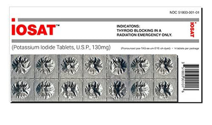 IOSAT Potassium Iodide Tablets - 14 x 130 mg – FDA-Recommended Dosage: Each tablet delivers 130 mg of potassium – Image 1