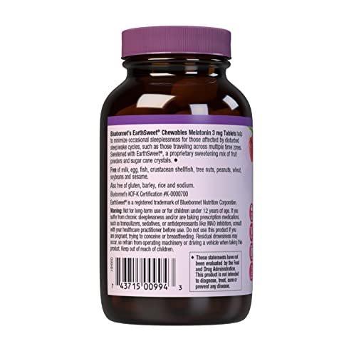 Bluebonnet Nutrition EarthSweet Melatonin 1 mg Fast-Acting Quick Dissolve Nighttime Relaxation & Restful Sleep Support - Sleep Aid - Gluten-Free, Vegan - Raspberry Flavor - 120 Chewable Tablets - görsel 5