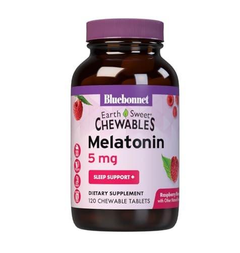 Bluebonnet Nutrition EarthSweet Melatonin 5 mg Fast-Acting Quick Dissolve Nighttime Relaxation & Restful Sleep Support - Sleep Aid - Gluten-Free, Vegan - Raspberry Flavor - 120 Chewable Tablets - görsel 3